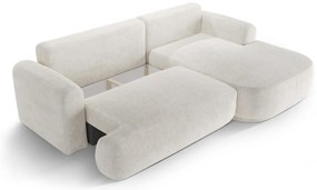 Coltar extensibil dreapta 5 locuri, modular, cu lada depozitare, Ella, Micadoni Home, 271x174x94 cm, tesatura boucle, bej deschis