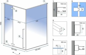 Cabina de dus Fargo cu cadita neagra 100x80 negru mat