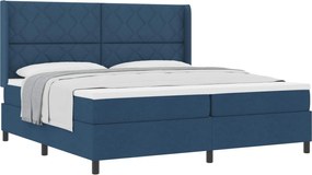 vidaXL Pat cu arcuri cu saltea albastru 200 x 200 cm țesătură