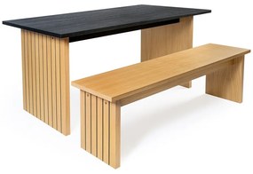 Masă de dining cu blat cu aspect de lemn de stejar 90x160 cm Stripe – Woodman