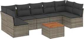 vidaXL Set canapele de grădină cu perne, 8 piese, gri, poliratan
