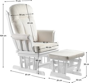 Scaun balansoar cu suport pentru picioare, alb/crem, SAFORD