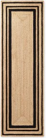 Covor tip traversă negru/în culoare naturală reversibil/țesut manual din iută 70x200 cm Jutta – Hanse Home