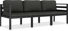 vidaXL Set mobilier de grădină cu perne, 3 piese, antracit, aluminiu