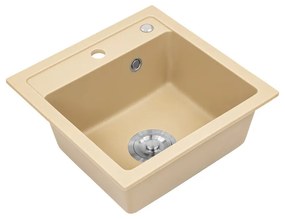Chiuvetă pătrată Nia din granit, bej, cu o singură cuvă