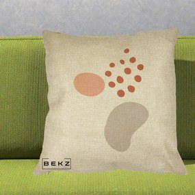Perna Decorativa Abstract Forme Organice Pastel, 40x40 cm, Crem, Husa Detasabila, Perna Inclusa, BEKZ®