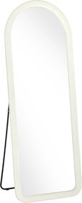 HOMCOM Oglindă de Podea 160x60 cm, cu Arcadă, Ramă din Flanelă, Alb Crem | Aosom Romania