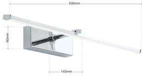 Aplică LED pentru tablouri Orion WA 2-1333 PUBLIO LED/10W/230V 50 cm crom lucios