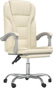 vidaXL Fotoliu de birou rabatabil, crem, piele ecologică