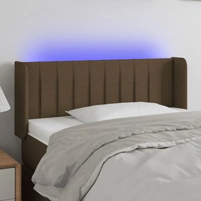 3123451 vidaXL Tăblie de pat cu LED, maro închis, 83x16x78/88 cm, textil