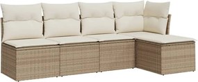 vidaXL Set canapele de grădină cu perne, 5 piese, bej, poliratan