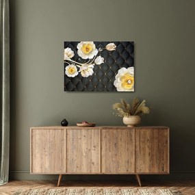 Tablou pe sticlă - Imagine cu flori de trandafir alb (70x50 cm)