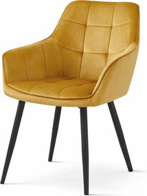 Scaun de masă VARSI VELVET cu picioare negre, mustar