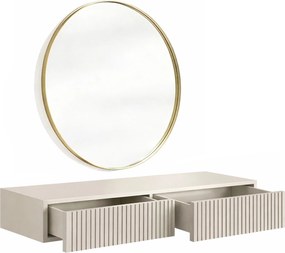 Măsuță de toaletă suspendată cu oglindă aurie Nicole 80 cm - cashmere mat