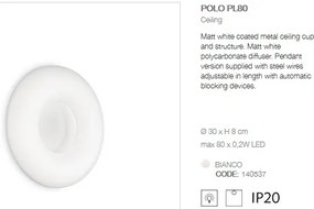 Aplica de perete sau tavan, diametru 30cm, LED POLO PL80 BIANCO 140537