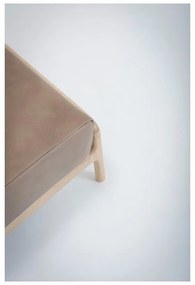 Taburet din piele bovină cu structură din lemn masiv de stejar Gazzda Fawn, maro deschis