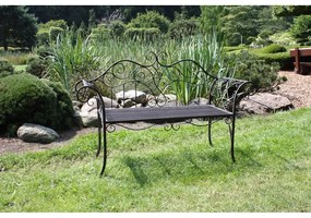 Bancă de grădină neagră/maro închis din metal Selene – Garden Pleasure