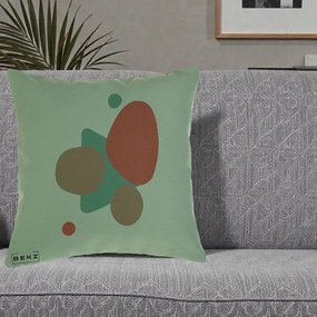 Perna Decorativa Abstract Forme Coral Turcoaz, 40x40 cm, Verde, Husa Detasabila, Perna Inclusa, BEKZ®