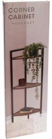 Dulap metalic de colț 3 rafturi MDF, 23,5 x 23,5 x76 cm