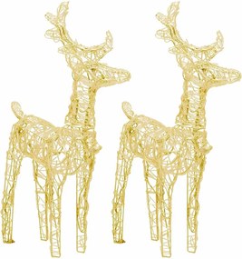 vidaXL Reni de Crăciun, 2 buc., alb cald, 80 LED-uri, acril