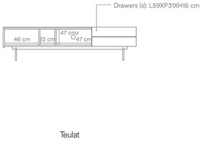 Comodă TV bej-natural cu aspect de lemn de stejar 180x45 cm Otto – Teulat