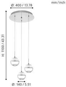 Eglo 93709 - LED Lustra MONTEFIO 1 3xLED/5W/230V