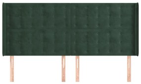 Tablie pat cu aripioare verde inchis 163x16x118 128 cm catifea 1, Verde inchis, 163 x 16 x 118 128 cm