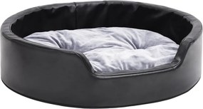 vidaXL Pat pentru câini, negru/gri, 69x59x19 cm, pluș/piele ecologică