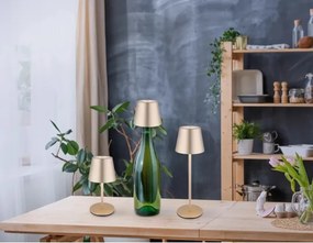 Globo 58488CH-LED VANNIE — Lampă de masă reîncărcabilă, dimmabilă, pentru exterior, 3W/5V, IP54, 1800mAh, alamă