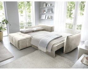 Colțar bej extensibil/cu spațiu de depozitare cu tapițerie din catifea (cu colț pe partea stângă/cu șezlong) Campo – ELTAP