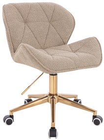HR111K Scaun Latte Boucle cu Bază Aurie