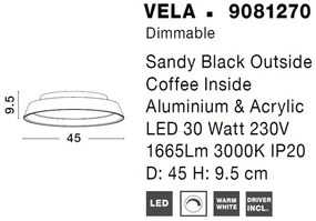 Plafoniera LED dimabila design modern Vela negru 45cm