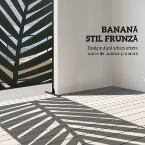Outsunny Panou de Intimitate pentru Exterior din Metal, 122 x 198 cm, Separator Decorativ cu Suport și Șuruburi de Expansiune, Panou Autoportant pentru Grădină, Terasă, Piscină, Frunză de Bananier | Aosom Romania