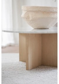 Măsuță de cafea albă/maro rotundă din marmură 90x90 cm Brooksville - Rowico