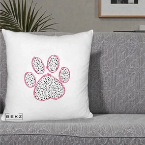 Perna Personalizata Labuta Dalmatian Roz Neon, 40x40 cm, Alb Pufos, Husa Detasabila, Perna Inclusa, BEKZ®