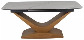Masa extensibila Dolce Ceramic alba Statuario Venato/stejar L180-240xl95 cm