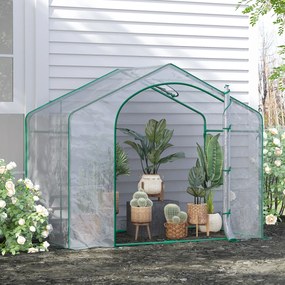 Outsunny Sera Cabina Portabila 6' x 3' x 6', Folie PE, Sera de Gradina cu Cadru de Otel, Usa cu Fermoar, Aerisire Superioara, pentru Flori, Legume, Puieti, Plante Tropicale, Verde | Aosom Romania