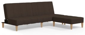 3081766 vidaXL Canapea extensibilă 2 locuri, cu taburet, maro închis, textil