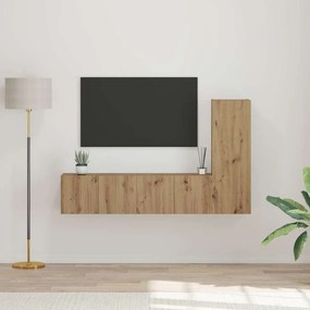 vidaXL Set comodă TV cu raft 3 pcs stejar artizanal 150.5 x 30 x 90 cm