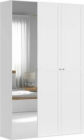 Dulap FLEX, alb, PAL, cu 3 usi si oglinda, 150x45x240 cm