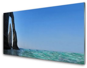 Tablou pe sticla Sea Rock Peisaj Gri Albastru