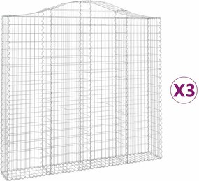 vidaXL Coșuri gabion arcuite 3 buc, 200x30x180/200cm, fier galvanizat