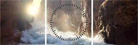 Tablou - Stânci și valuri ale oceanului (cu ceas) (90x30 cm)