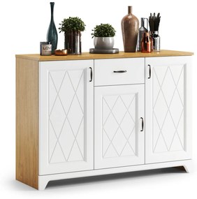 Mazzoni Comodă PROVENZA KD3SZ1 Stejar Piatră/Alb Mat - DULAP VERTICAL CU SERTAR RETRO