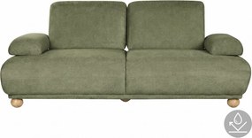 Canapea extensibilă cu 3 locuri din bumbac, verde, spătar rabatabil, picioare sferice din lemn, material rezistent la pete, 95 x 245 x 125 cm,
