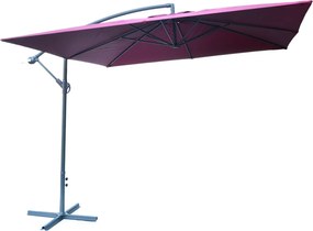 Umbrela pătrată din metal - visiniu 270 x 270 cm