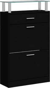 vidaXL Pantofar, negru, 63x24x104 cm, lemn prelucrat