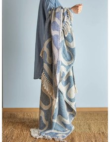 Pătură albastră/bej din bumbac reciclat 130x160 cm Salobre – Bloomingville