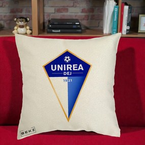 Perna Personalizata Unirea Dej 1921 Fotbal, 40x40 cm, Ecru, Husa Detasabila, Perna Inclusa, BEKZ®