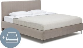 Pat dublu tapițat taupe cu saltea / somieră 160x200 cm Noira Slim - Bonami Selection